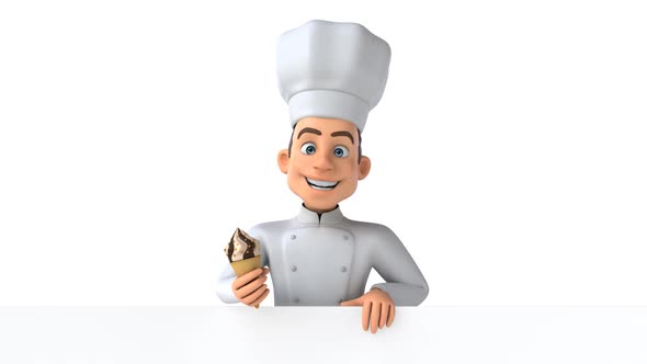 Fun 3D cartoon chef with an Ice Cream alt