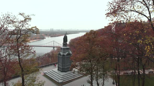 Monument To Volodymyr the Great. Kyiv. Ukraine. Aerial View