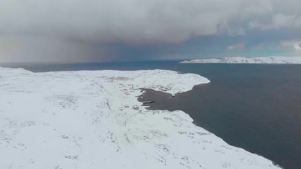 Aerial View of Barents Sea Bay Atlantic Ocean Murmansk