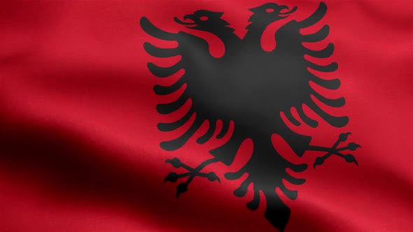 Albania Flag Seamless Closeup Waving Animation