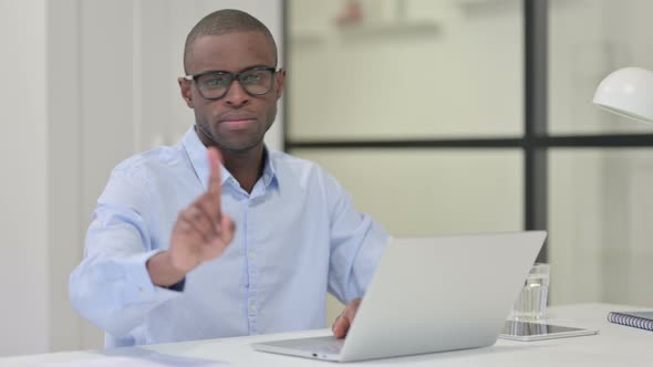 African Man Laptop Shaking Head As No Sign Work