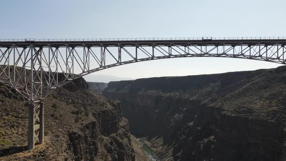 4k drone video of Rio Grande Gorge Bridge in New Mexico.