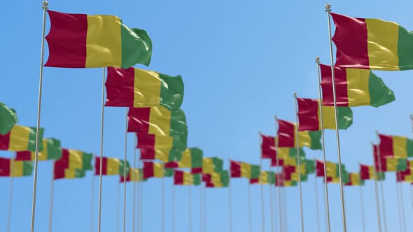 Guinea Row Of National flags Walk Throw Animation