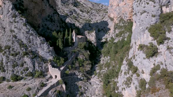 The historic Chapel of Notre-Dame de Beauvoir in Moustiers-Sainte-Marie, France