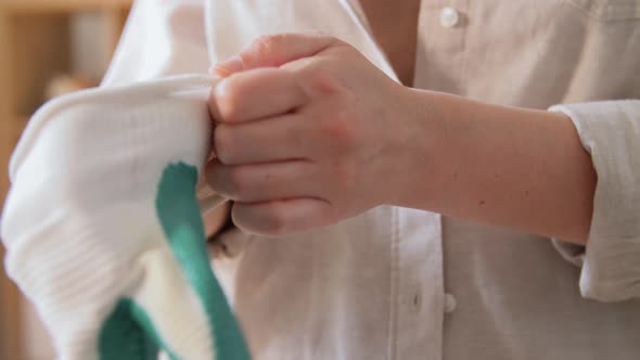 Woman Wearing Gloves for Work at Home Garden