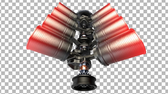 Engine Pistons V8 animation