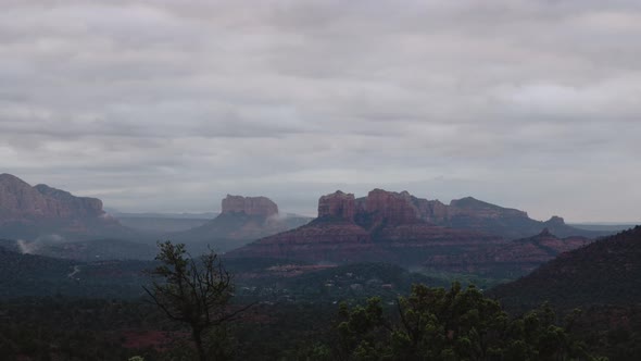 Clouds Over Cathedral Rock at Sunrise in Sedona Arizona Zoom Out
