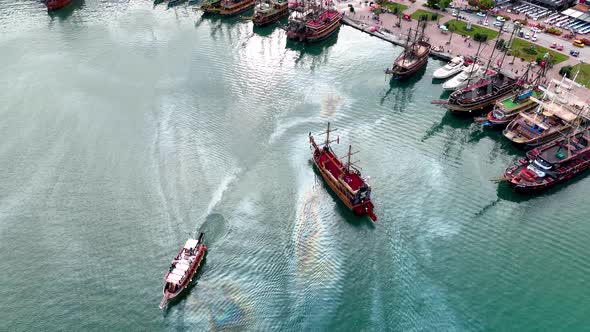 Pirate Harbor aerial view Turkey Alanya 4 K