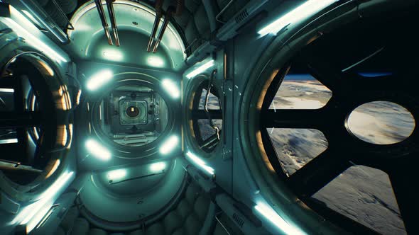 Dark Space Ship Futuristic Interior