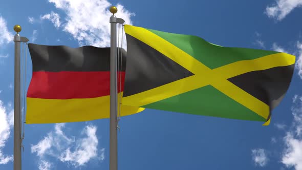 Germany Flag Vs Jamaica On Flagpole