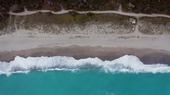 Vertical of Beach and Stormy Ocean