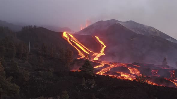 Aerial view of Volcan Cumbre Vieja, La Palma, Canary Islands, Spain.