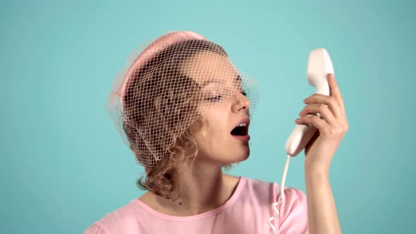 Retro Woman with Phone