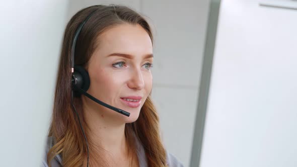 Business People Wearing Headset Working in Office