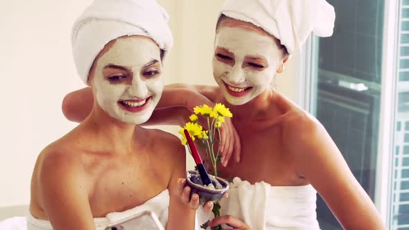 Beautiful Woman Having a Facial Treatment at Spa