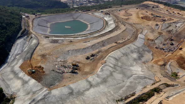 Top view of landfill in Hong Kong