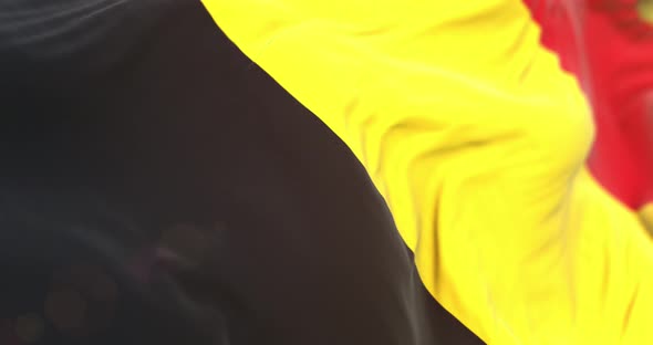 Realistic Belgium Flag Close Up 4K Loop