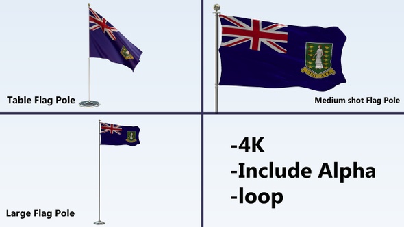 Virgin Islands Uk Flag Pole Pack 4k-Loop