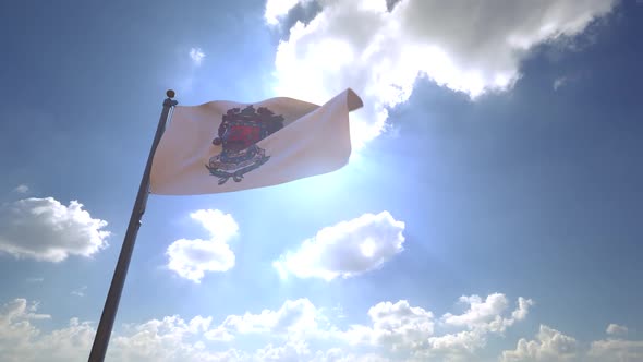 Michoacan Flag on a Flagpole V4