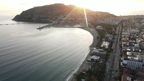 Aerial View Alanya Turkey  Resort Town Seashore