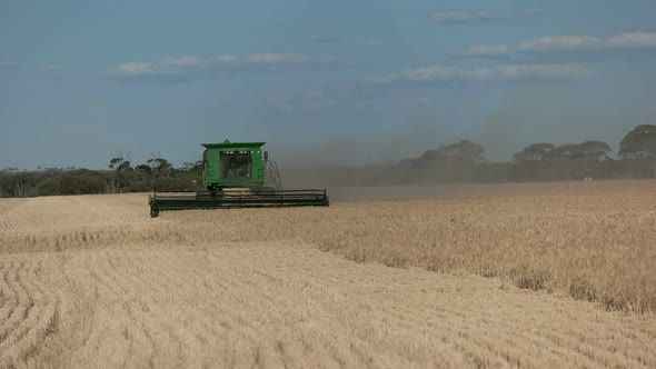 combine harvester front on view