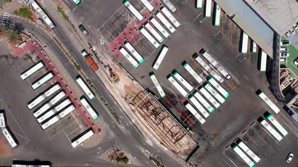 Municipal Bus terminal, Top down aerial view.