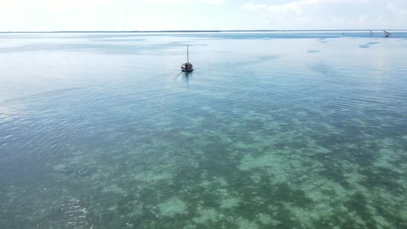 Boats in the Ocean Near the Coast of Zanzibar Tanzania Slow Motion