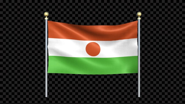 Niger Flag Waving In Double Pole Looped