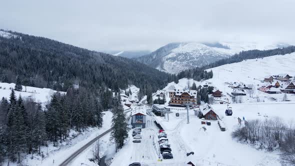 Aerial view of Bachledova dolina in the village of Zdiar in Slovakia