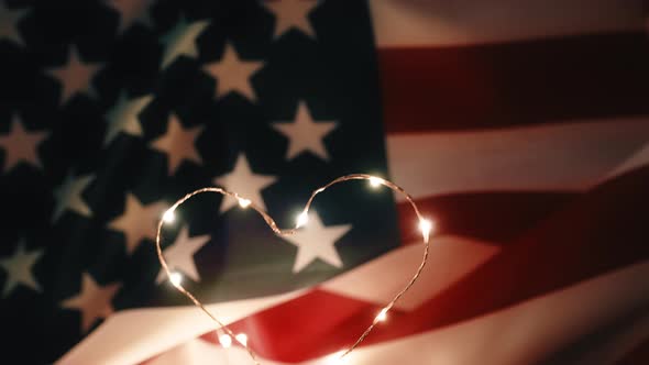 Heart on American Flag for Memorial Day Mourning