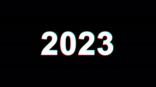 New Year 2023 Glitch Effect Text Digital TV Distortion 