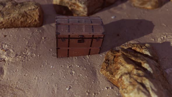 Wooden Treasure Box On The Beach