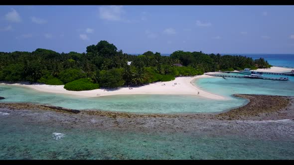 Aerial view panorama of luxury sea view beach lifestyle by blue water with white sandy background of