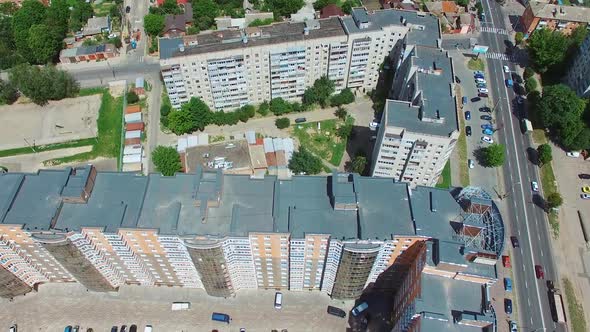 Modern and new apartment building. Aerial drone view of modern apartment complex