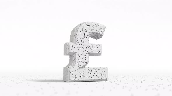 Damaged Pound Sterling Sign Made of White Blocks alt
