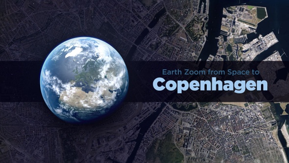 Copenhagen (Denmark) Earth Zoom to the City from Space