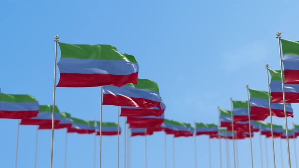 Dagestan Row Of Flags 3D Animation