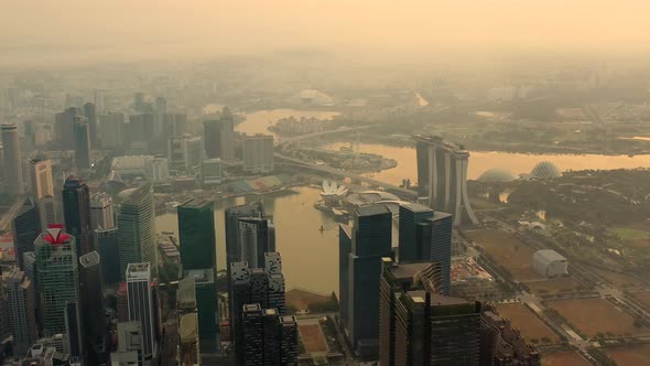 Drone Aerial view 4k Footage of the Marina Bay Sands in Singapore City