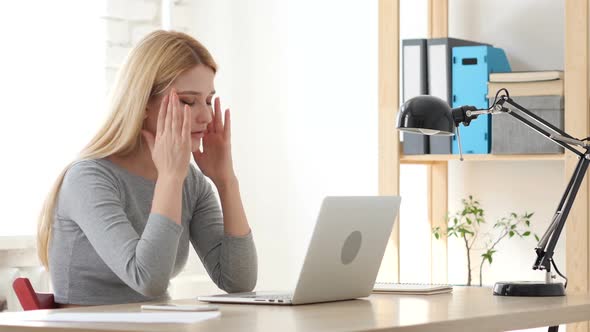 Headache, Stress of Work for Woman Working in Office