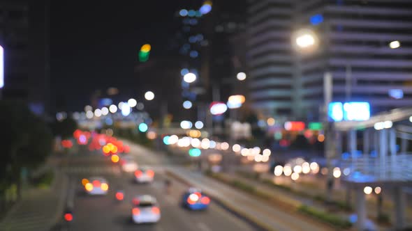 Traffic in the Capital of Indonesia Jakarta in the Evening