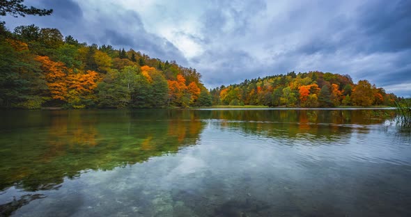 Stable  Timelapse of the Autumn Landscape with Lake