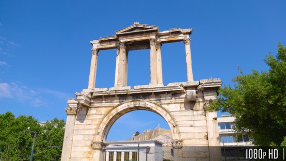 Arch of Hadrian or Hadrian's Gate, Athens, Greece Parallax