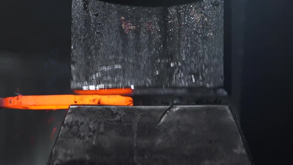 Hydraulic Hammer Shaping the Red-Hot Billet