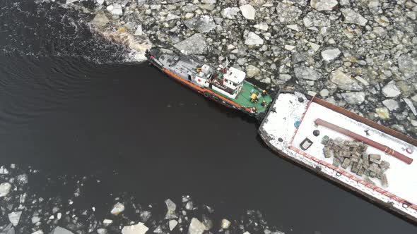 Cargo barge on the river