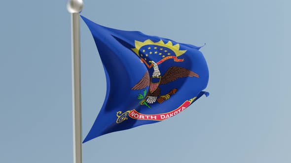 North Dakota flag on flagpole.