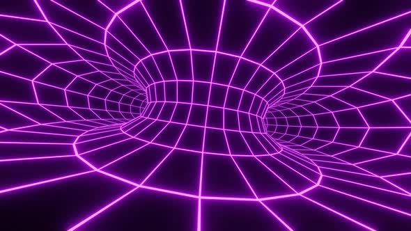 Retro Purple Led Neon Tunnel Vj Loop Animation Background