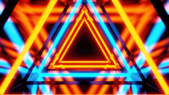 Neon Triangles in Loop Tunnel Animation