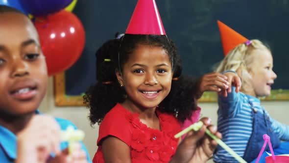 Kids having fun during birthday party 4k