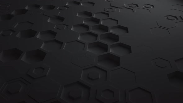 Black Abstract Hexagon Geometric Surface Seamless Loop  UHD