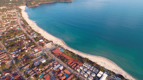 Brazilian Maresias beach landmark. Tropical summer beach.